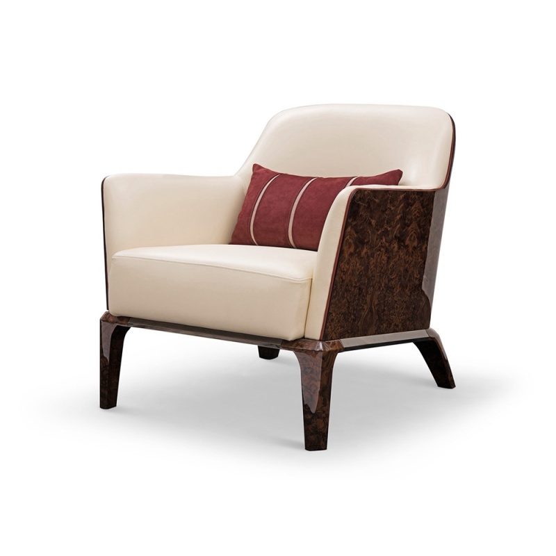 Wood veneer curved wood backrest leisure chair