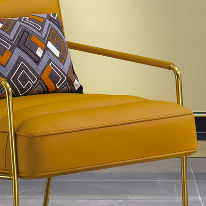 Metallic Base Upholstered Armchair Fabric Leisure Chair