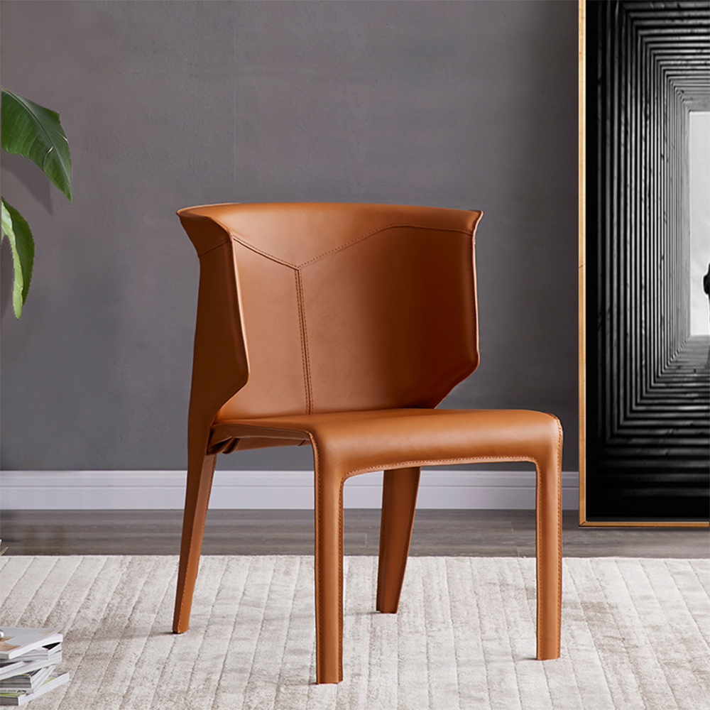 Modern hard leather dining chair