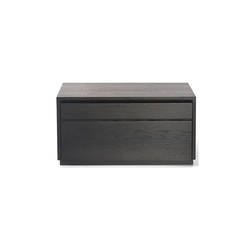 Black lacquered veneer bedside table