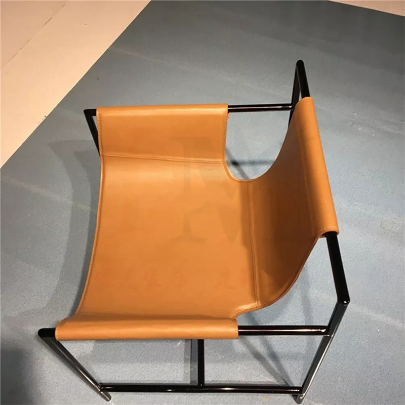 Modern Simple Design Metal Frame Leather Leisure Arm Chair