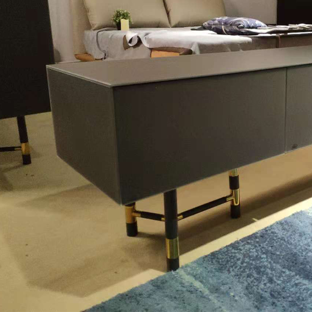 Dark Grey Lacquer MDF TV Stand - Contemporary Media Console