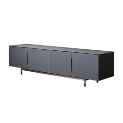 MDF in dark grey lacque “H” shape stainless steel treatment feet TV Stand