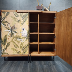 Melamine board veneered in walnut cabinet