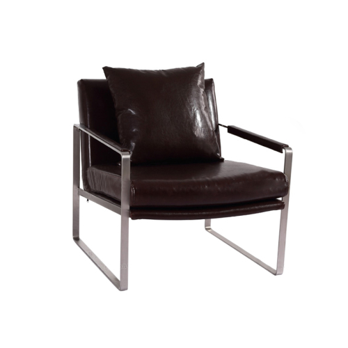 Modern Simple Fashional Designed Cool-colored Metal and Leather Conference Leisure Armchair