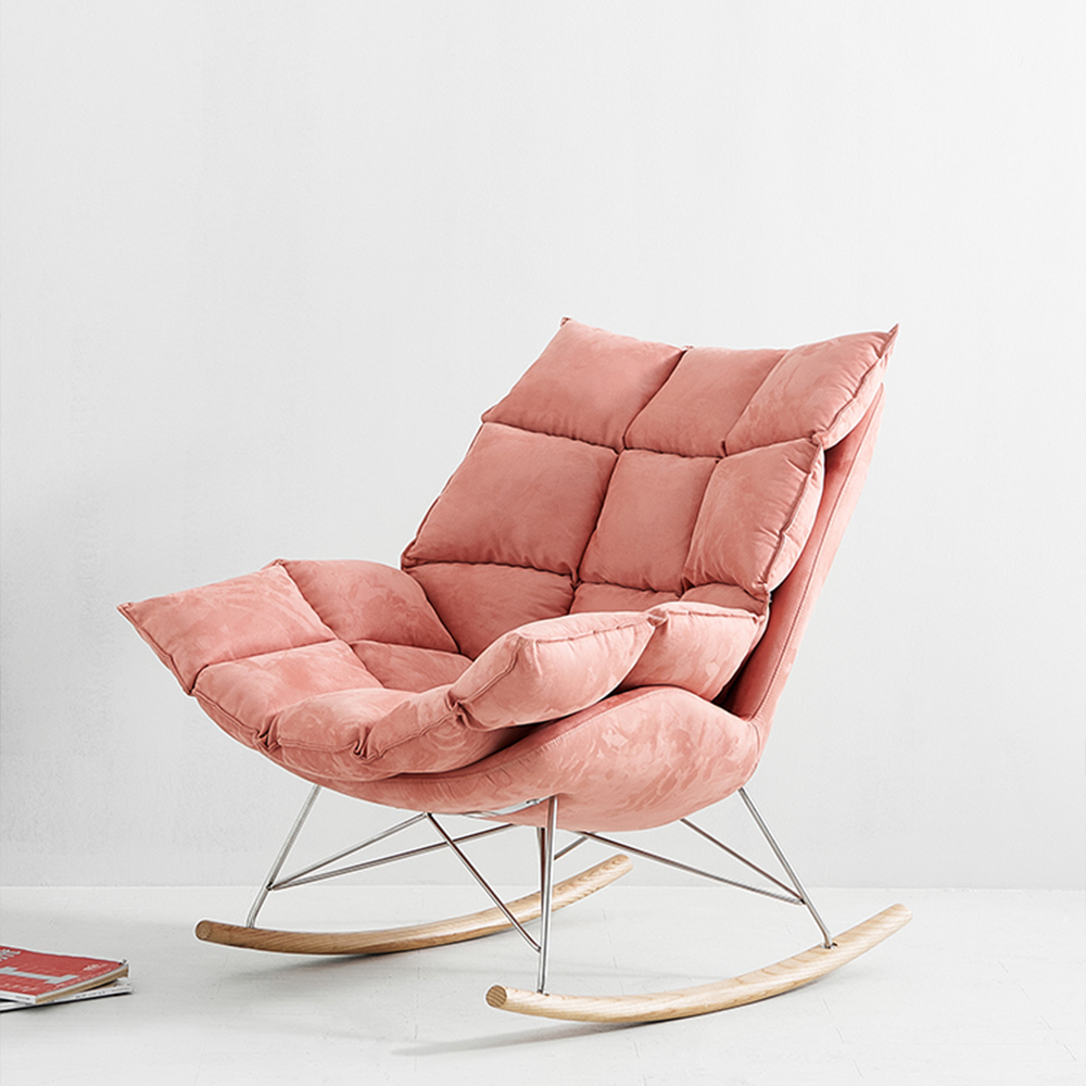 Wooden Base with Leather Cushion rocking chair