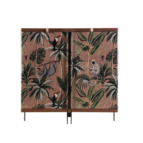 Melamine board veneered in walnut cabinet