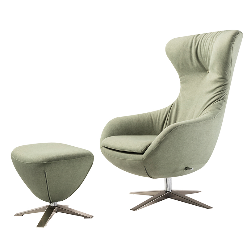 Matel base in nickel brushed leisure chair