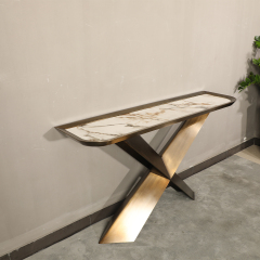 Metal X Shaped Base Modern Italian Style Console Table