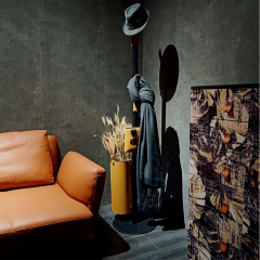 5D patterned leather wood base veneered in orange cabinet