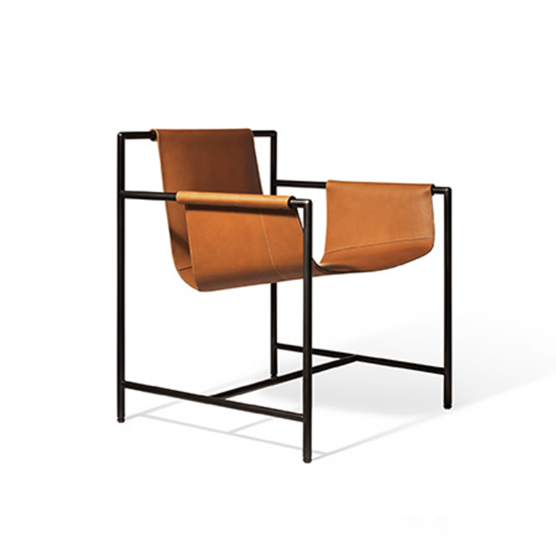 Modern Simple Design Metal Frame Leather Leisure Arm Chair