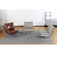 Modern Simple Fashional Designed Cool-colored Metal and Leather Conference Leisure Armchair