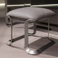 Stainless steel feet in nickel brushed chair