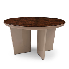High Gloss Veneer Classic Design Round Dining Table