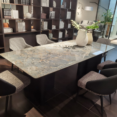 Modern Italian Home Furniture Rectangle Long Stone Marble Top Dining Table