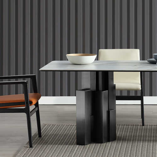 Modern style Italian Stainless Steel Base Marble top Dining Table Set