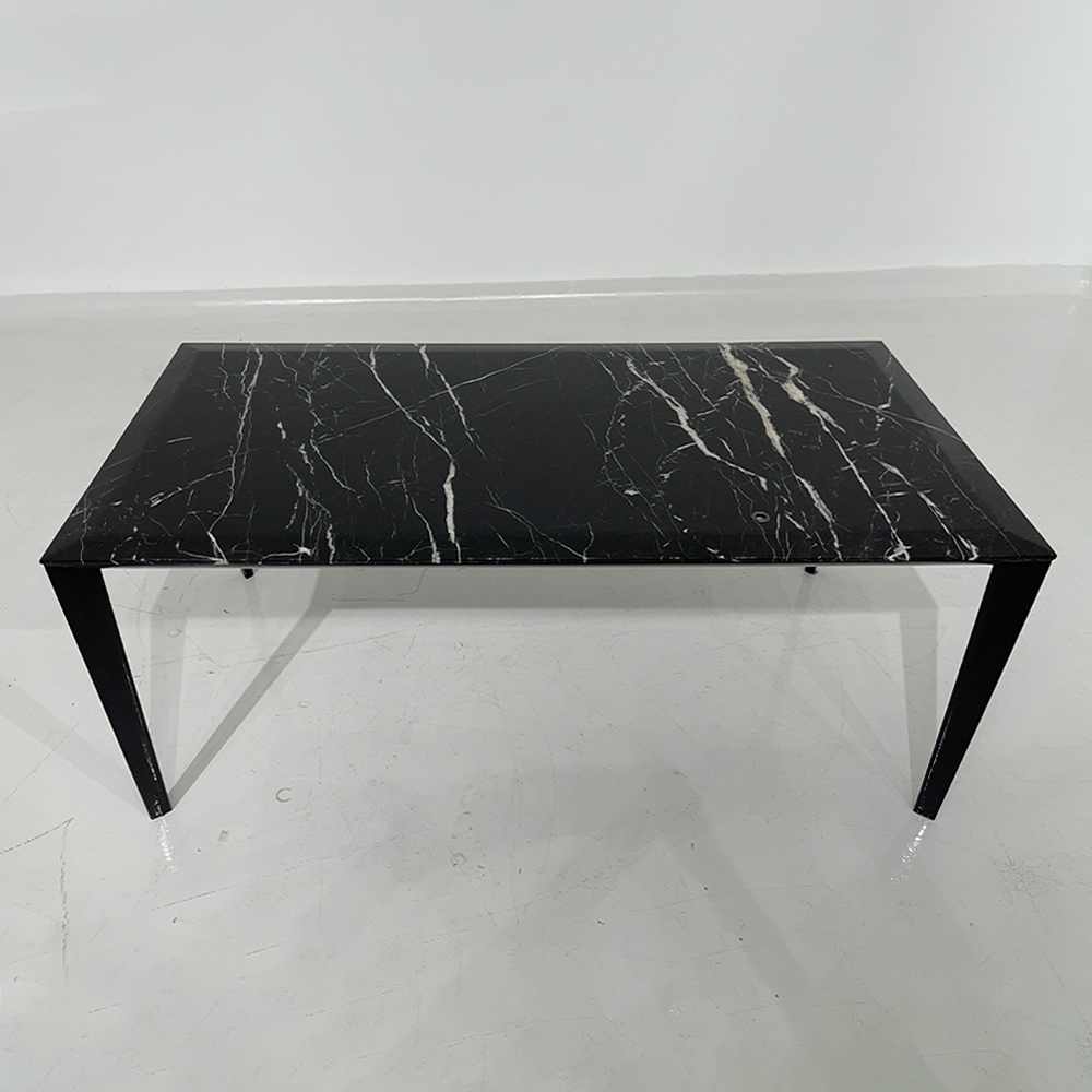 High End Dining Room Furniture Metal Base Marble Top Rectangular Dining Table