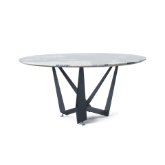 Round Marble Table Top Metal Base Contemporary Dining Table