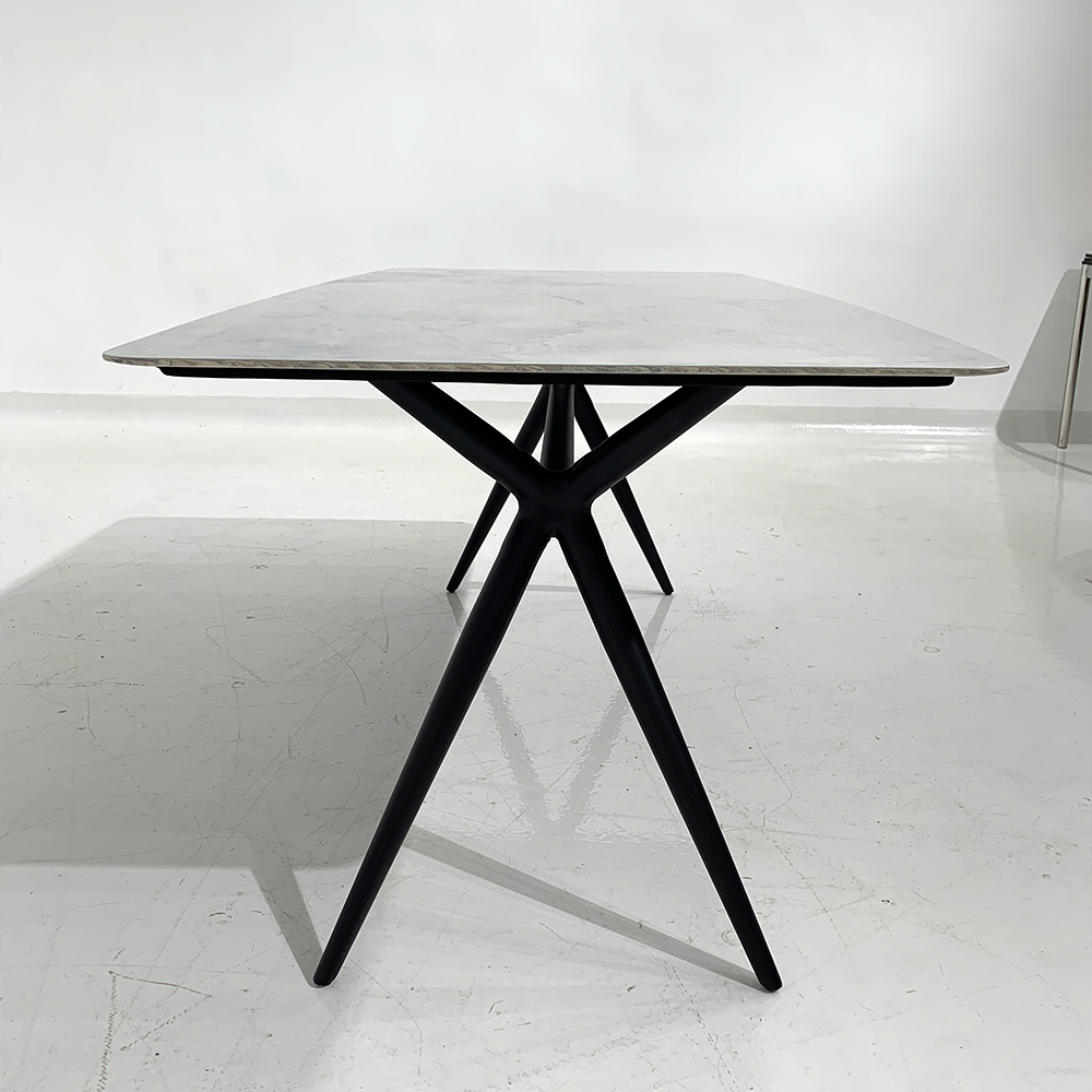 Modern Metal Base Table Marble ceramic Rectangle Dining Table Set