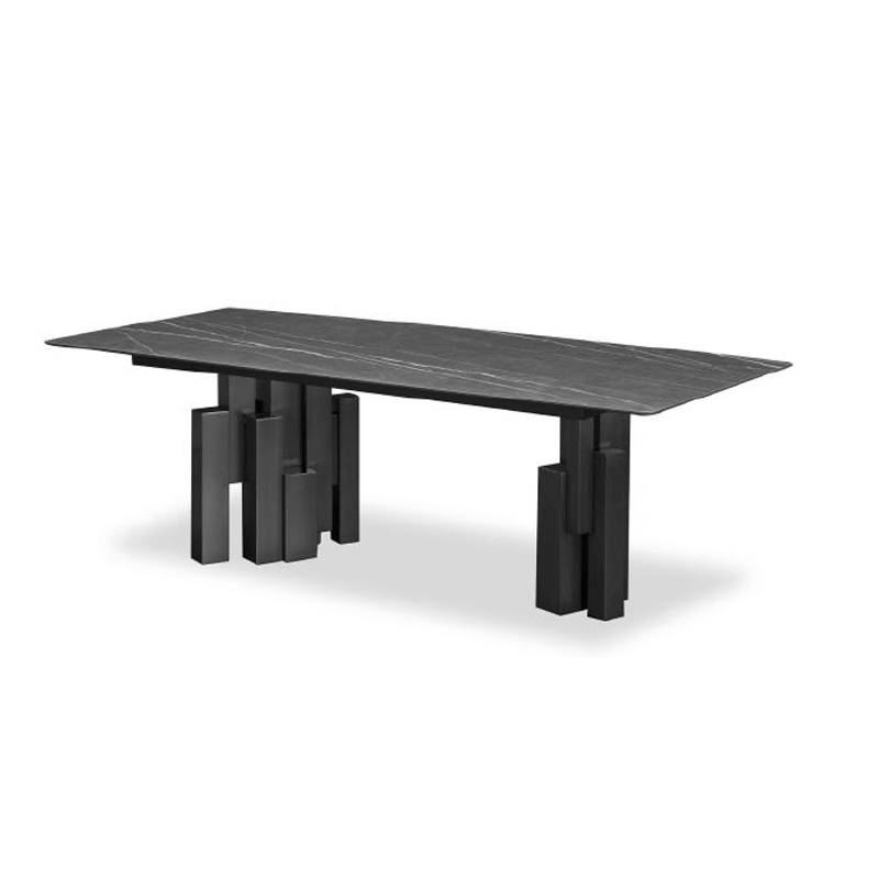 Modern style Italian Stainless Steel Base Marble top Dining Table Set