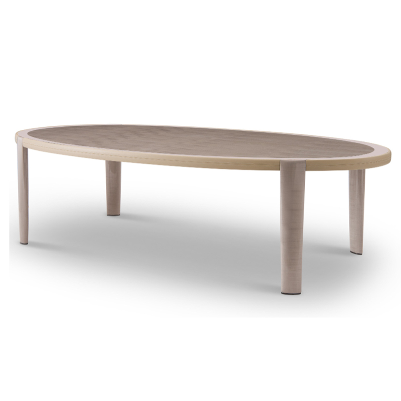 Bộ bàn ăn hình bầu dục bằng gỗ Veneer nguyên khối kiểu Anh cao cấp