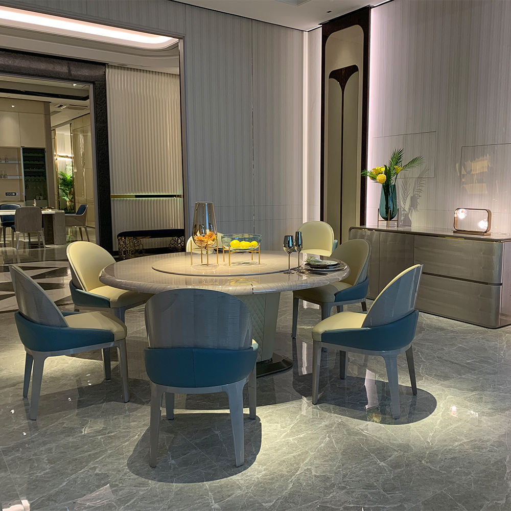 Metal Base Round Modern Luxury Dining Table