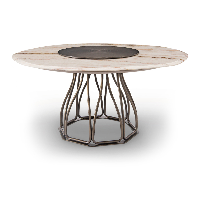 Luxurious round rotating marble top restaurant dining table