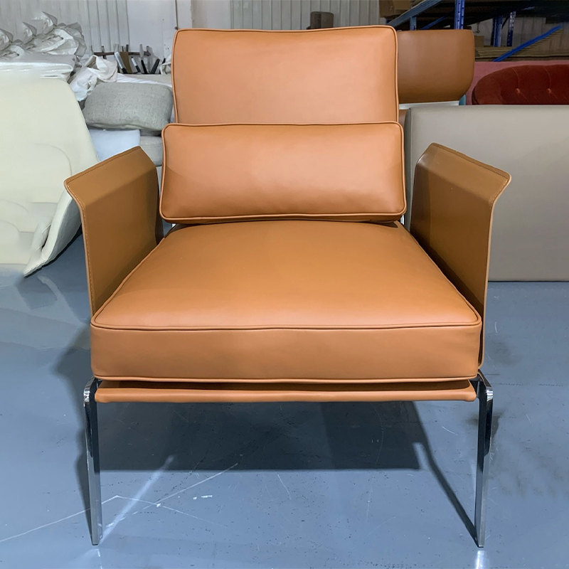 Modern Leather Stainless steel frame Upholstered living Room Chair