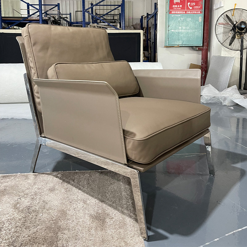 Modern Leather Stainless steel frame Upholstered living Room Chair