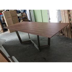 MDF(25MM) veneered in walnut in lacquer dining table