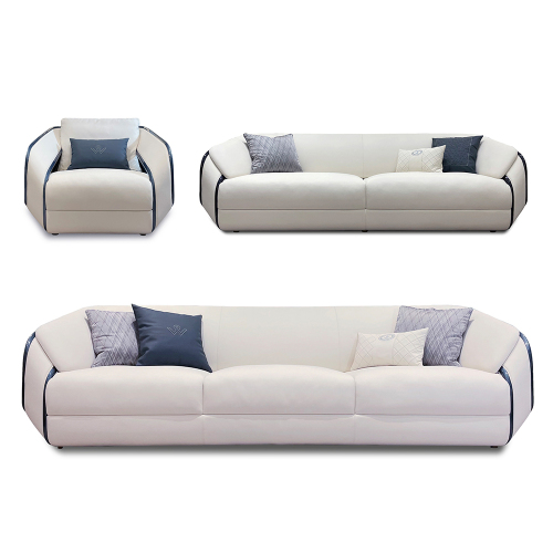 Minimalist Design White Leather Metal Frame Living Room Modern Sofa Set - EKAR FURNITURE
