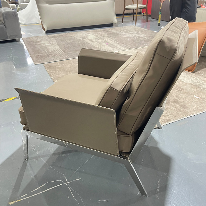 Modern Leather Stainless steel frame Upholstered living Room Chair