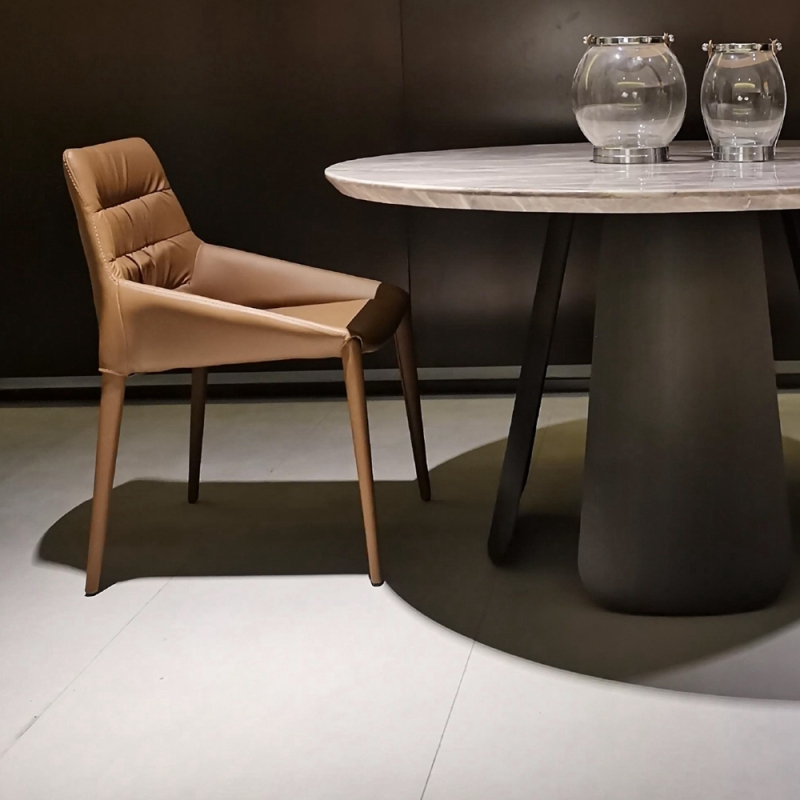 MDF lacquer in matte black stainless steel in pure copper brushed dinning table