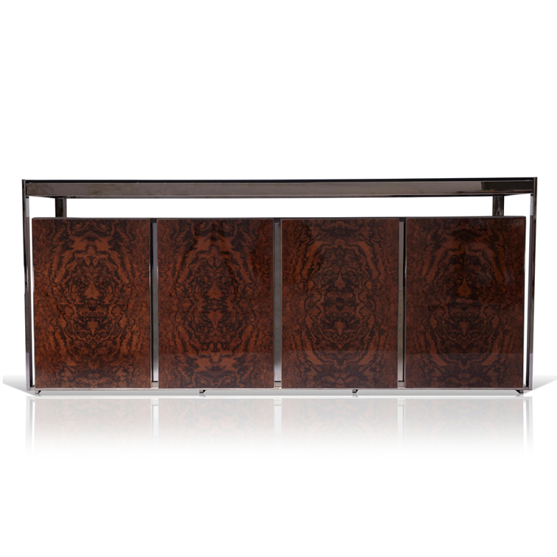 Modern luxury high-gloss veneer 4-door wood veneer sideboard