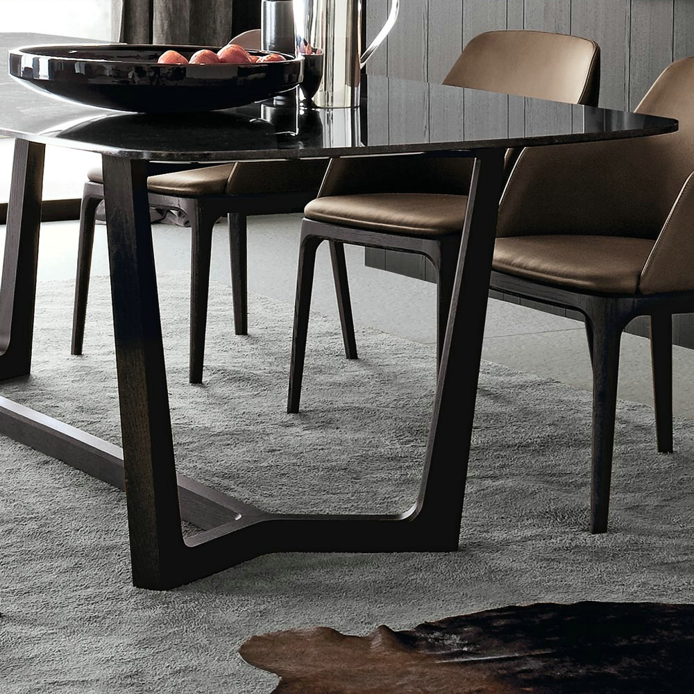 MDF lacquer in matte black and ashwood in matte black dining table