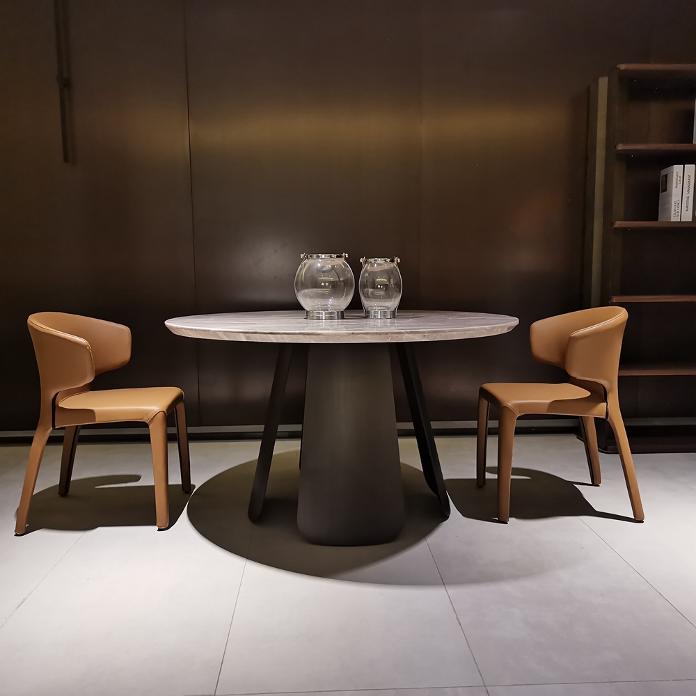 MDF lacquer in matte black stainless steel in pure copper brushed dinning table