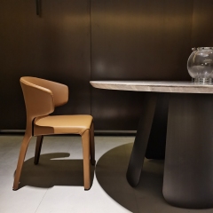 MDF lacquer in matte black stainless steel in pure copper brushed dinning table
