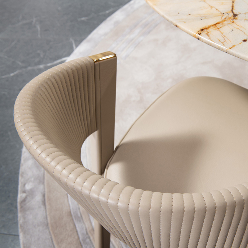 Golden solid wood legs, soft seat, modern design dining chair