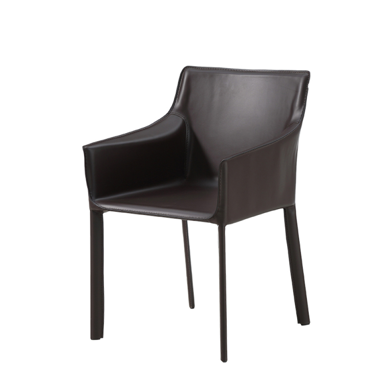 Modern Dining Room Leather Metal Frame Dining Arm Chair - Stylish and Comfortable