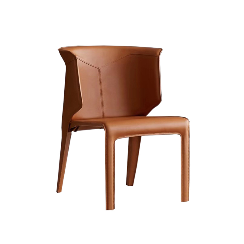 Metal frame cover with hard leather dining chair