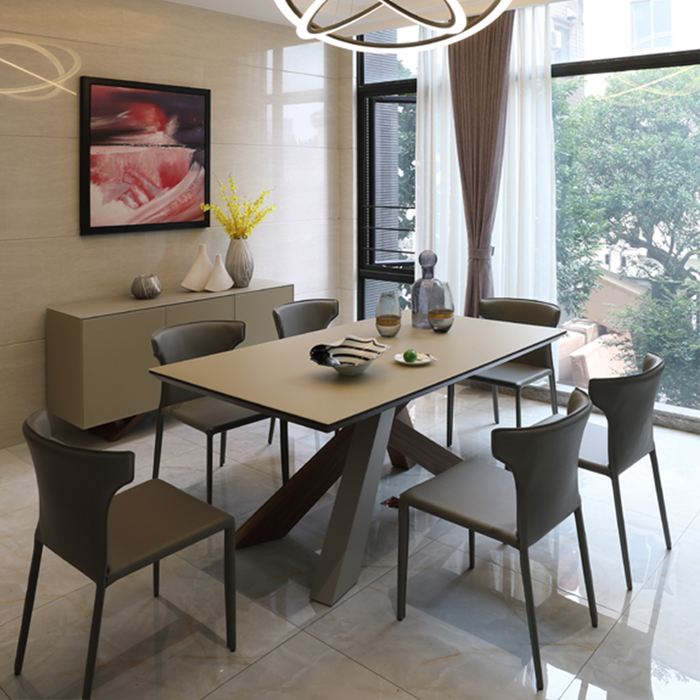 Modern Metal Frame Leather Fashion Dining Chair