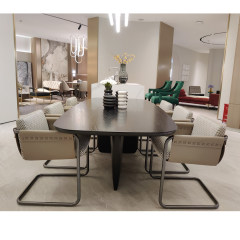 Dining room modern minimalist style wooden round dining table