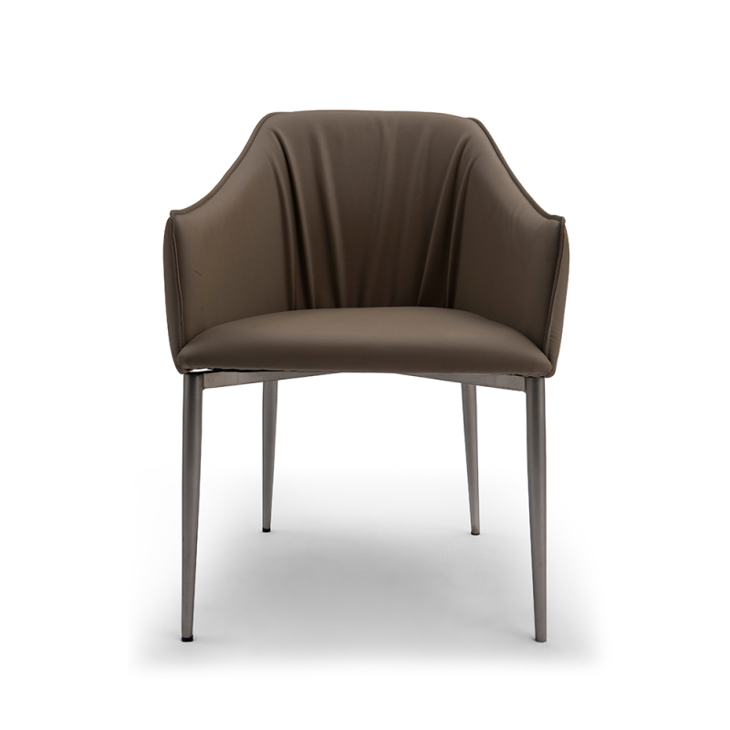 Matel base in nickel brushed dining chair