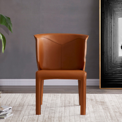 Metal frame cover with hard leather dining chair