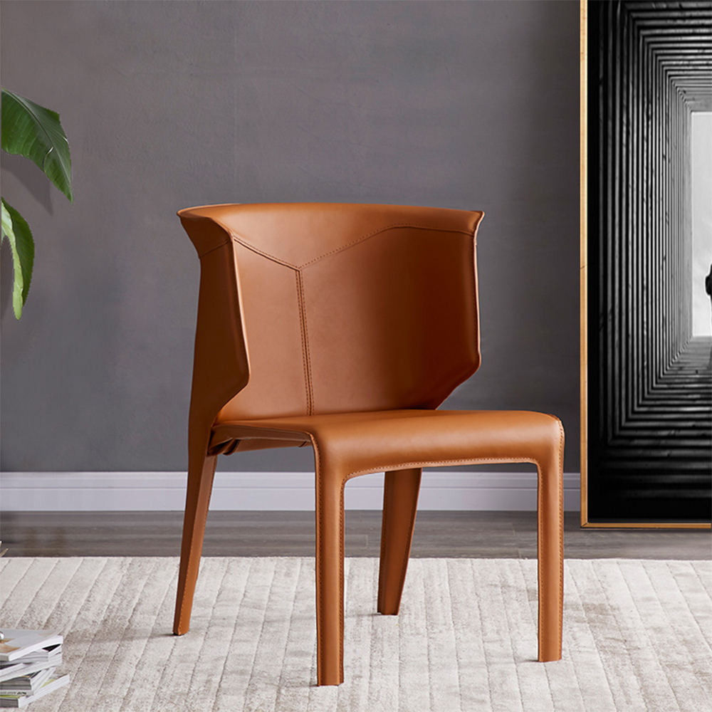 Metal frame cover with hard leather dining chair