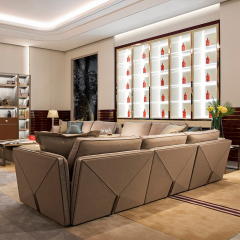 Modern luxury design living room furniture wide seat wood leather sofa