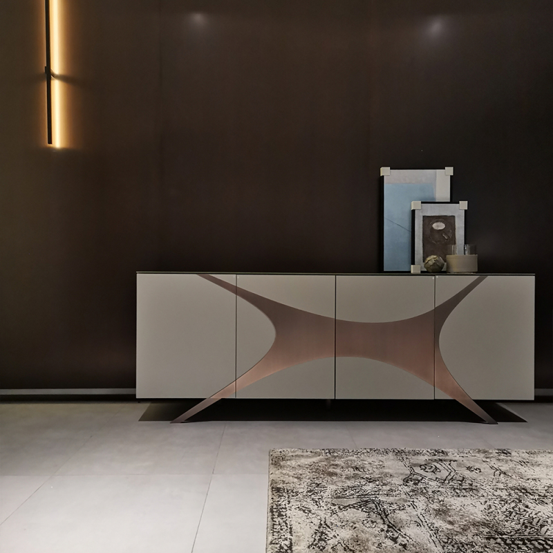 Matel feet in pure copper brushed treatment sideboard