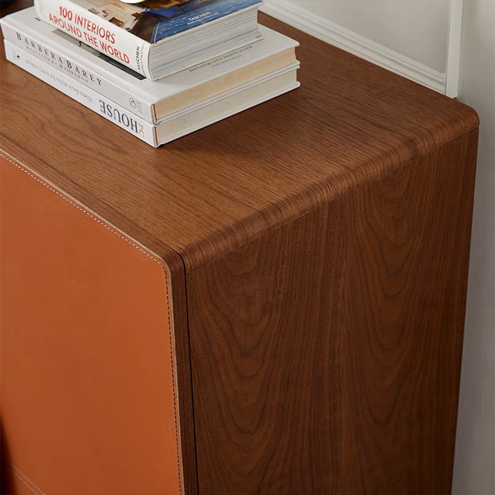 Metal Frame 2 Door Leather Dining Sideboard