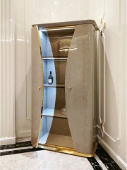 2 Doors Quality High Gloss Veneer Glass Cabinet