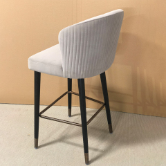 Modern Restaurant Chair Oak Wood Leg Fabric Bar Stool With Back